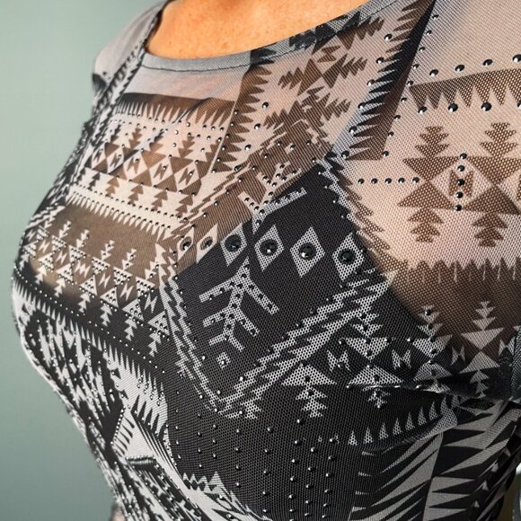 Desigual Long-Sleeved Sexy Tulle Combo Dress - Size S - Picture 3 of 3